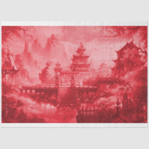 Red Pagoda Asian Decoupage Seidenpapier
