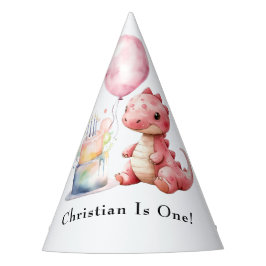 Red Painted Dinosaurier One A Saurus Geburtstag Partyhütchen