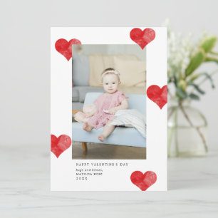 Red Painterly Hearts Modern Valentine's Day Foto Feiertagskarte