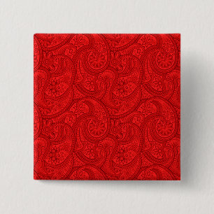 Red Paisley Button