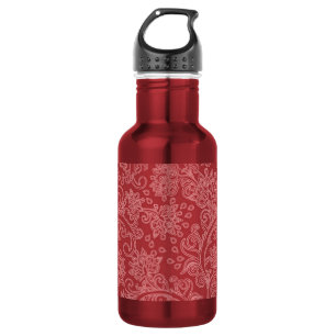 Red Paisley Damask Designer Floral Classic Edelstahlflasche