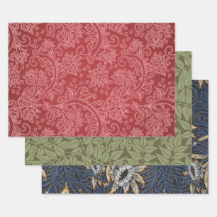 Red Paisley Damask Designer Floral Classic Geschenkpapier Set