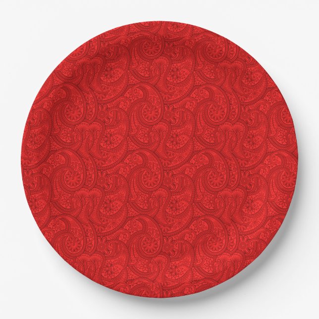 Red Paisley Pappteller (Vorderseite)