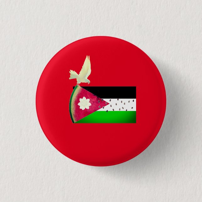 Red Palestine Support Watermelon Designs Button (Vorderseite)