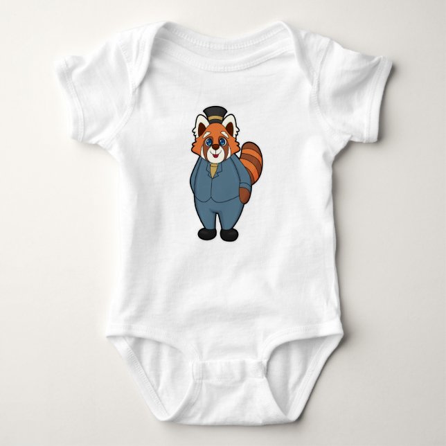 Red Panda als Groom mit Hut Baby Strampler (Vorderseite)