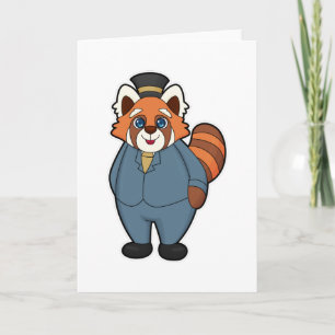 Red Panda als Groom mit Hut Karte