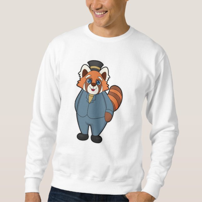 Red Panda als Groom mit Hut Sweatshirt (Vorderseite)