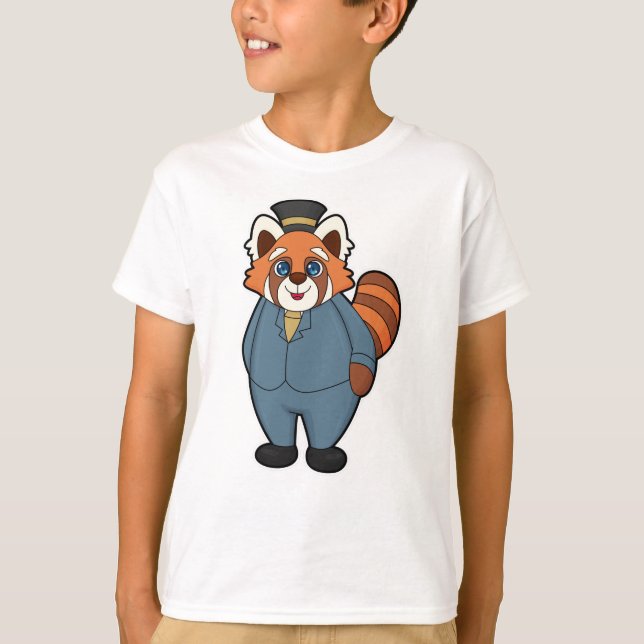 Red Panda als Groom mit Hut T-Shirt (Vorderseite)
