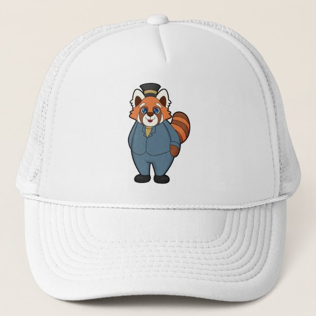 Red Panda als Groom mit Hut Truckerkappe (Vorderseite)