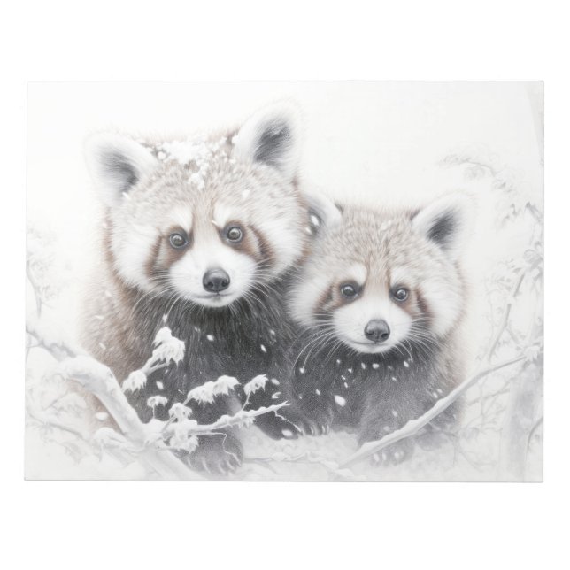 Red Panda Animal Discovery Wild Nature Ink Sketch Notizblock (Vorderseite)