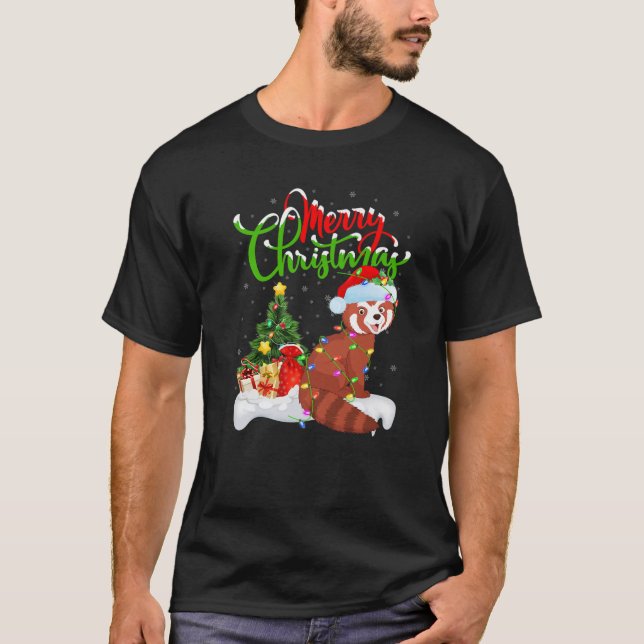 Red Panda Animal Lover Xmas Lighting Red Panda Chr T-Shirt (Vorderseite)