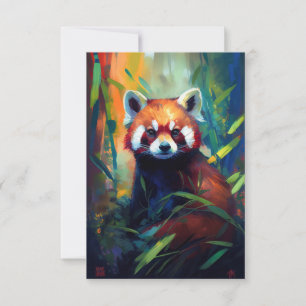 Red Panda Animal Portrait Painting Wildlife Forest Dankeskarte