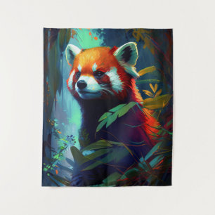 Red Panda Animal Portrait Painting Wildlife Forest Wandteppich