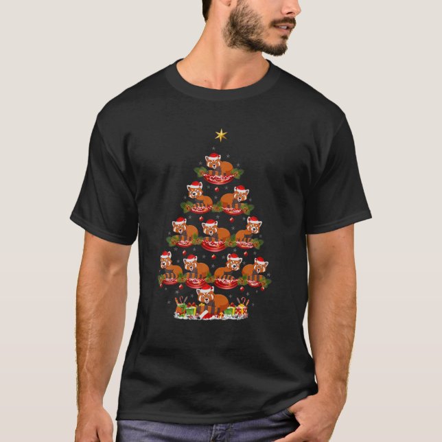 Red Panda Animal Xmas Tree Lighting Red Panda Chri T-Shirt (Vorderseite)