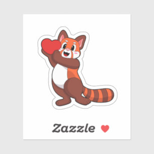 Red panda at Love with Heart.PNG Aufkleber