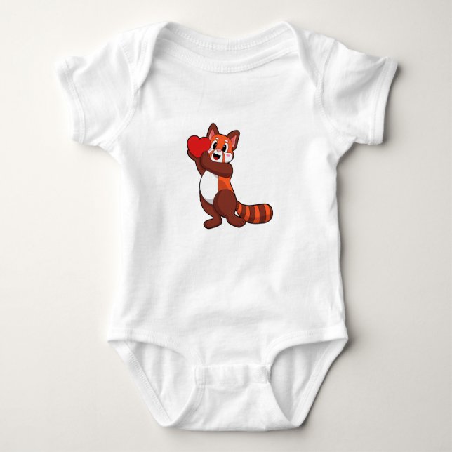 Red panda at Love with Heart.PNG Baby Strampler (Vorderseite)