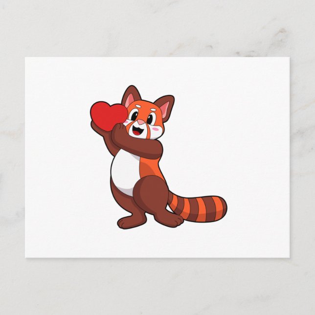 Red panda at Love with Heart.PNG Postkarte (Vorderseite)