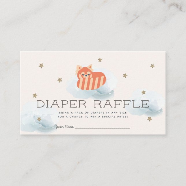 Red Panda Baby Showdusche Windeln Raffle Ticket Begleitkarte (Vorderseite)