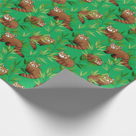 Red Panda & Bamboo Blätter Muster Geschenkpapier