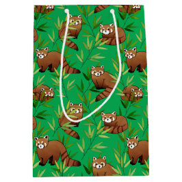 Red Panda & Bamboo Blätter Muster Mittlere Geschenktüte