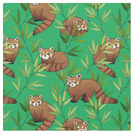 Red Panda & Bamboo Blätter Muster Stoff