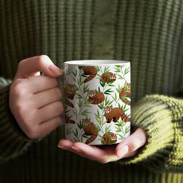 Red Panda & Bamboo Blätter Muster Tasse