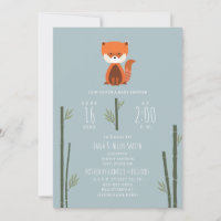Red Panda Bamboo Blue Boy Baby Dusche Einladung