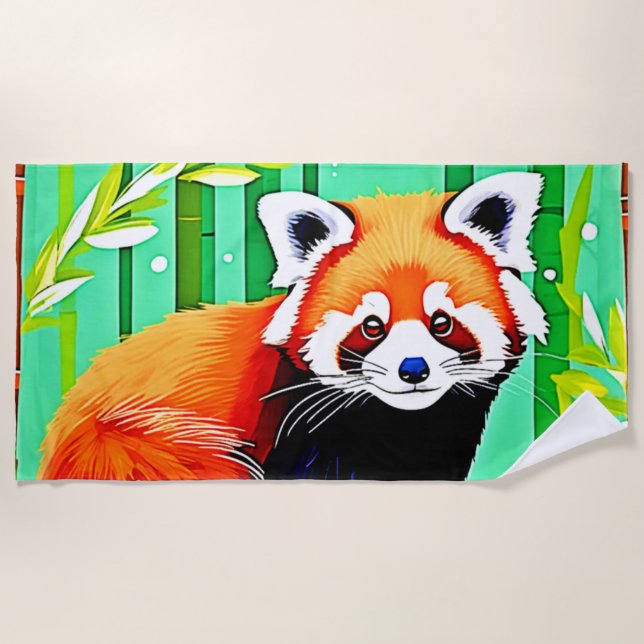 Red Panda Bamboo Forest Strandtuch (Vorderseite)
