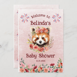 Red Panda Bear Baby Dusche Willkommen Einladung