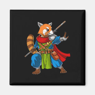 Red Panda Bear Ninja Samurai Warrior Funny Kung Fu Magnet