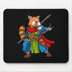 Red Panda Bear Ninja Samurai Warrior Funny Kung Fu Mousepad