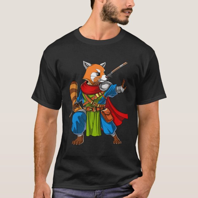 Red Panda Bear Ninja Samurai Warrior Funny Kung Fu T-Shirt (Vorderseite)
