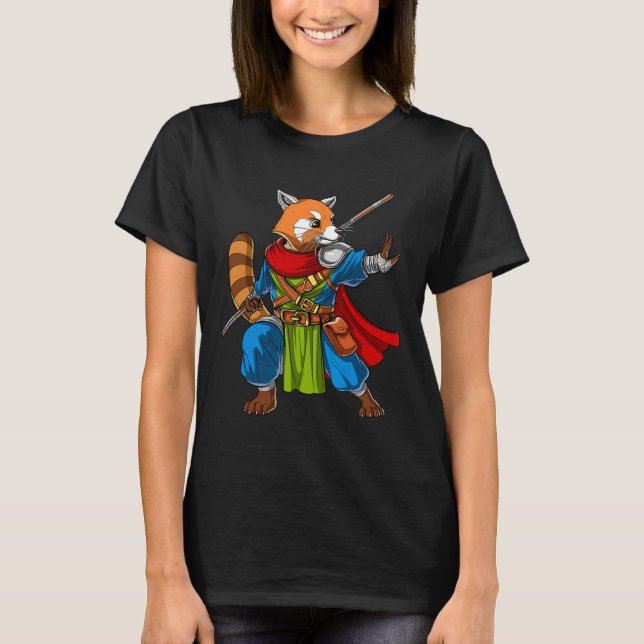 Red Panda Bear Ninja Samurai Warrior Funny Kung Fu T-Shirt (Vorderseite)