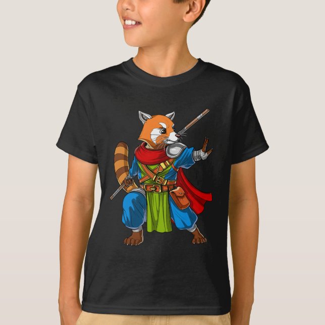 Red Panda Bear Ninja Samurai Warrior Funny Kung Fu T-Shirt (Vorderseite)