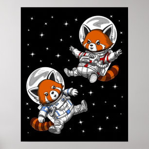 Red Panda Bear Space Astronaut Poster