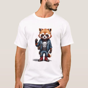 Red Panda Biker Rebel im Coolen Lederjacket T-Shirt