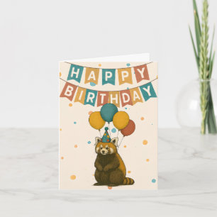 Red Panda Birthday Card - Niedliches Party Tier Karte