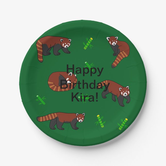 Red Panda Birthday Pappteller (Vorderseite)