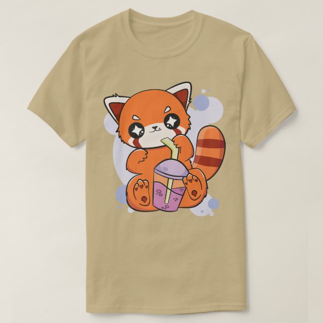 Red Panda Boba Niedlich Anime Kawaii Pearl Bubble  T-Shirt (Design vorne)