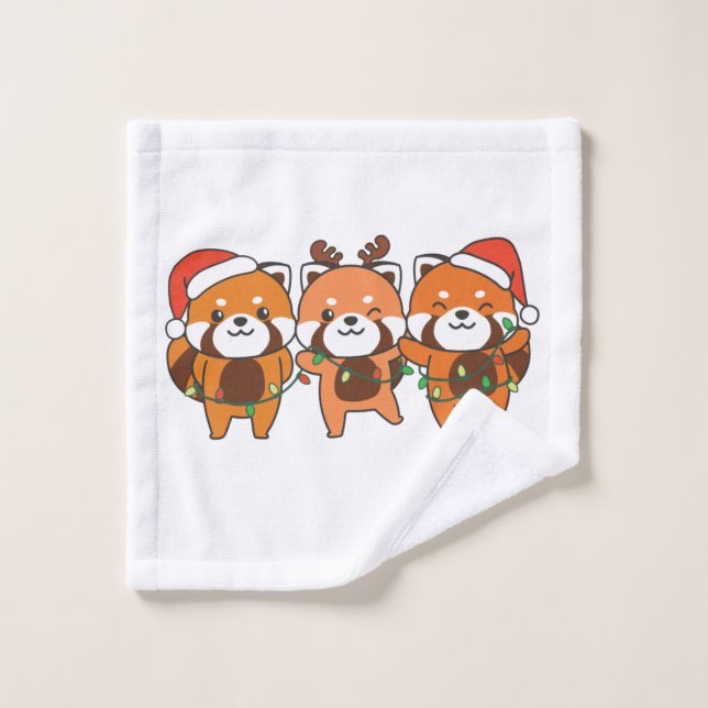 Red Panda Christmas Animals Waschlappen (Waschlappen)
