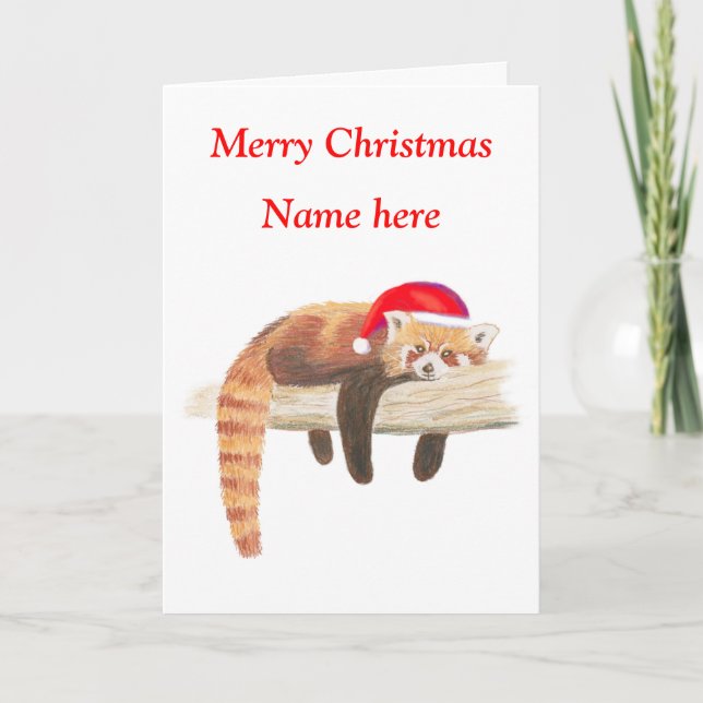 Red Panda Christmas Feiertagskarte (Vorderseite)