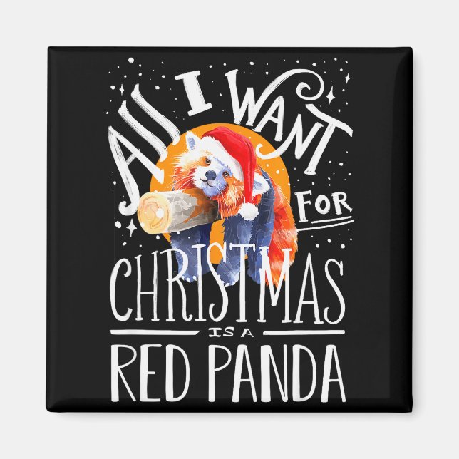 Red Panda Christmas Santa Hat Xmas Red Panda Lover Magnet (Vorne)