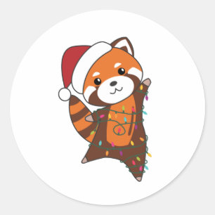 Red Panda Christmas Snow Winter Animals Pandas Runder Aufkleber