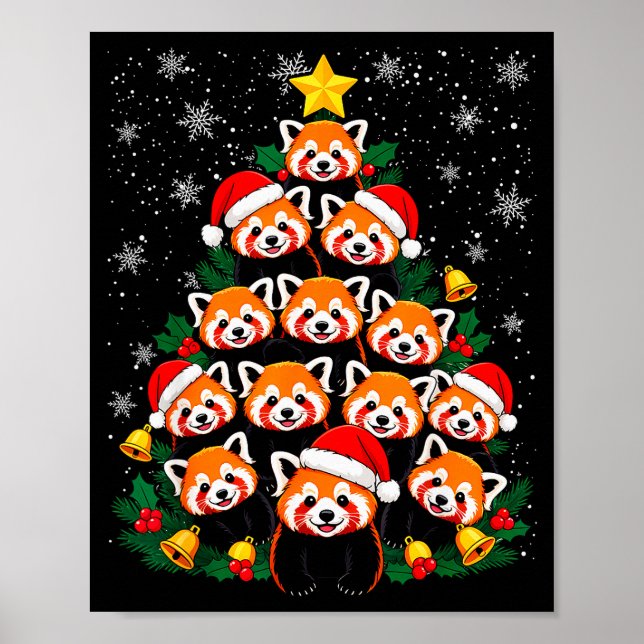 Red Panda Christmas Tree Funny Animal  Poster (Vorne)
