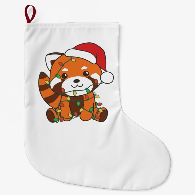 Red Panda Christmas Winter Animals Red Pandas Großer Weihnachtsstrumpf (Vorderseite)
