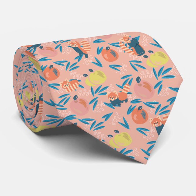 'Red Panda' Coral Pink Apple Neck Tie Krawatte (Gerollt)