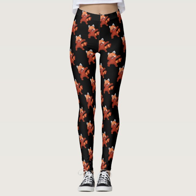 Red Panda Dabbing Leggings (Vorderseite)