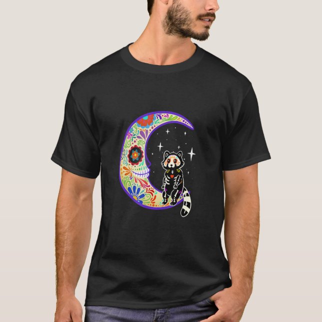 Red Panda Dia De Los Muertos Skeleton T-Shirt (Vorderseite)