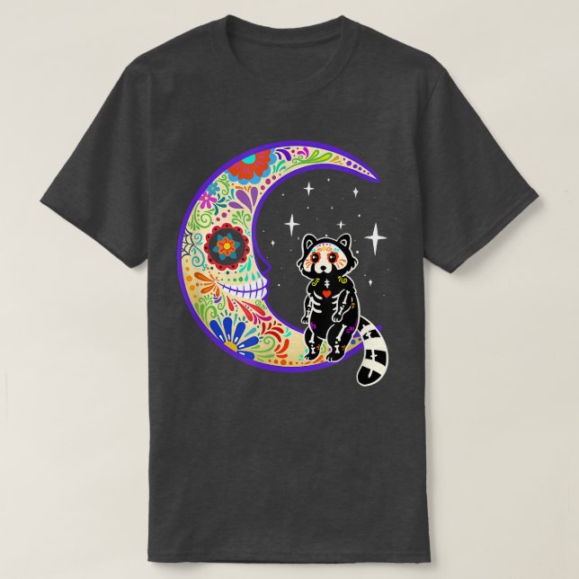 Red panda Dia de Los Muertos Skeleton T-Shirt (Design vorne)