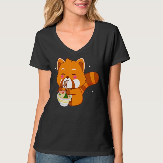 Red Panda Eating Pho Vietnamese Pho T-Shirt (Vorderseite)